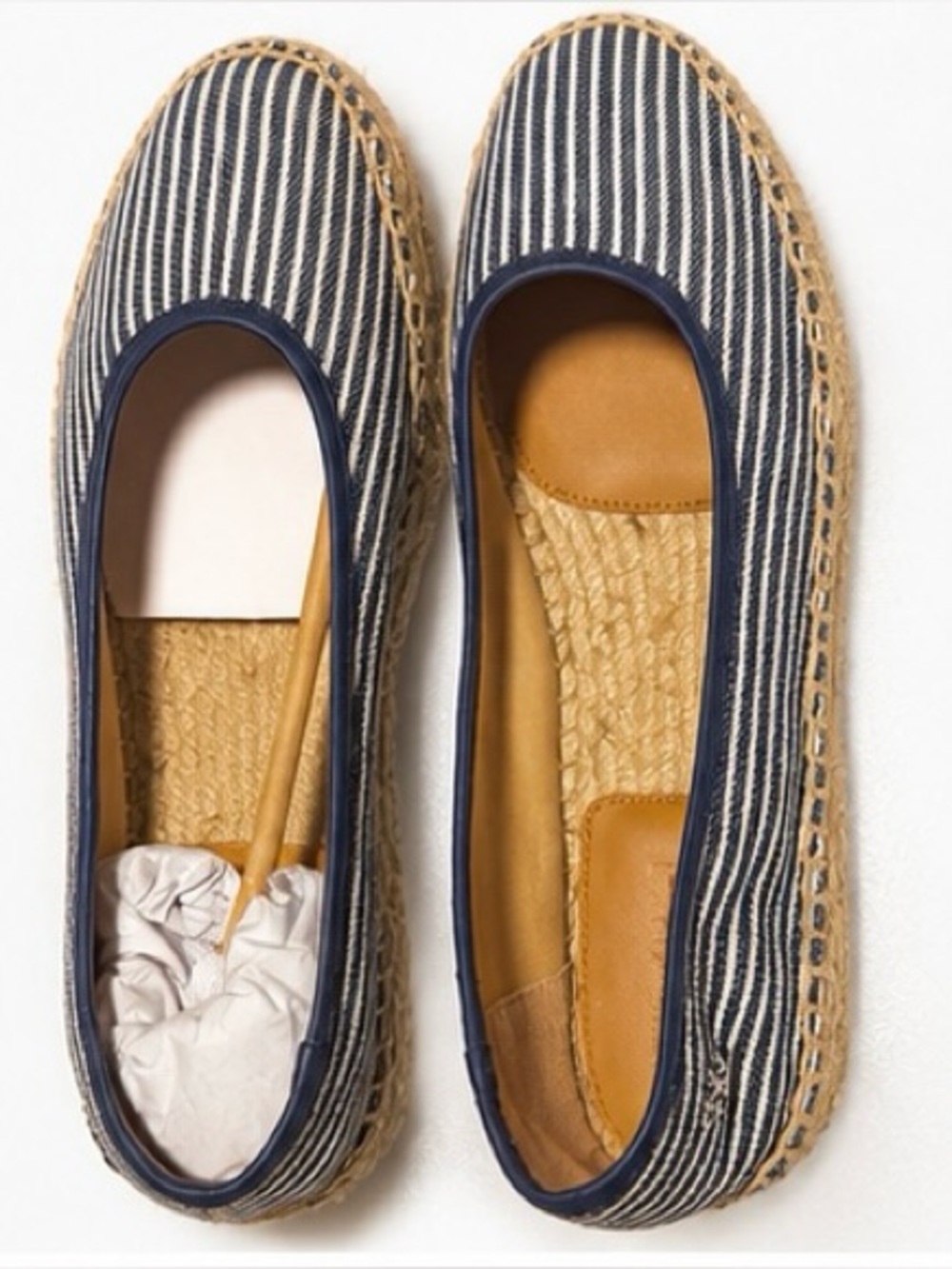 Lauren Ralph Lauren Navy and White Striped Espadrille Flats
